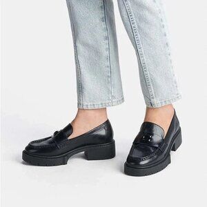 COACH Women's Black  Leah chunky Sole Patent Leather Loafers Size 9B